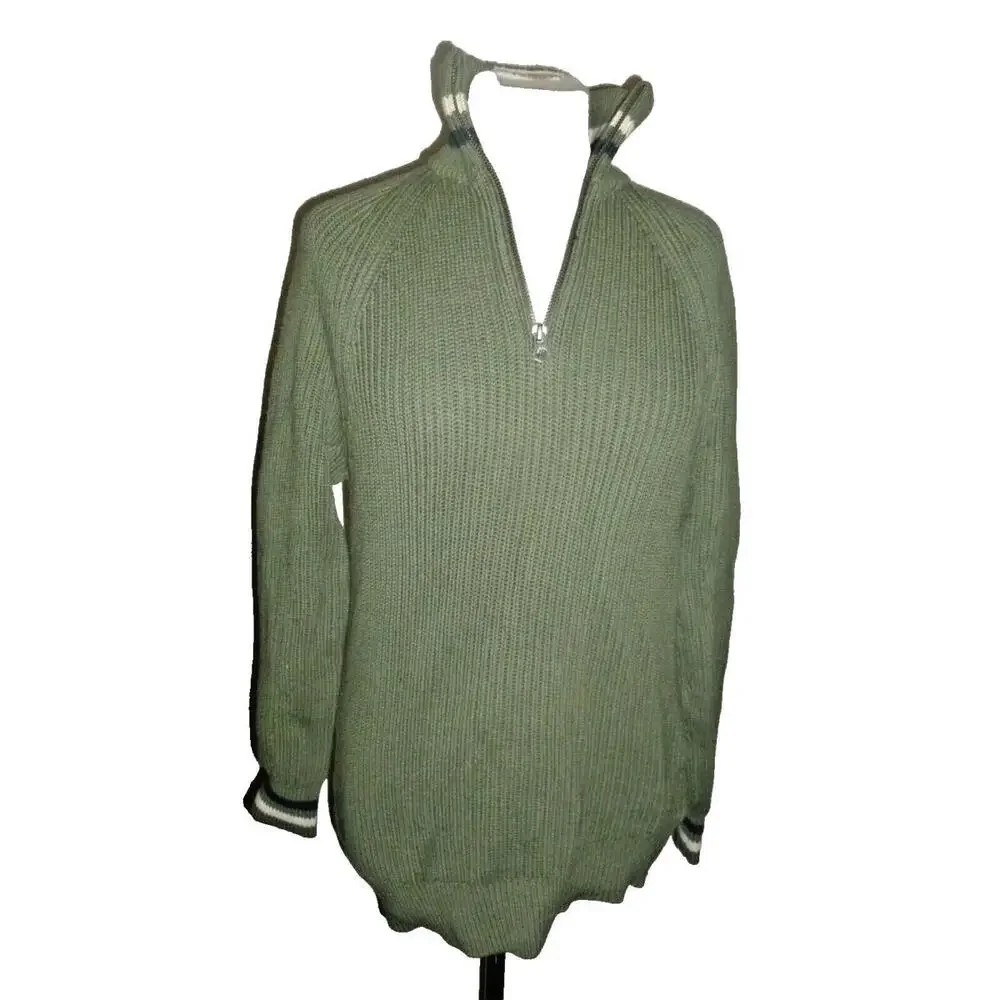NWot J. Crew Knit Zip Sweater 100% Cotton‎ Mens 1/4 Zip Pullover Green XS
